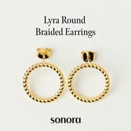 Sonora Lyra Round Braided Earrings, Rêverie Collection, 18K Gold Plated 925 Sterling Silver