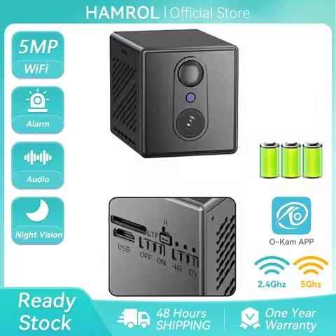 5MP 2.4G/5G Wifi Mini Camera 2400mAh Battery Night Vision Motion Detection Two-Way Audio Wireless Ho