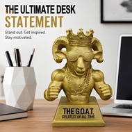 【KUKU*】 Crowned Goat Award Statue for Office Recognition and Shelf Accent