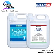 KLEENSO Hand Sanitizer 4 Litres 70% Alcohol Gel based + KLEENSO Kill Germs Disinfectant 4 Litres Liq