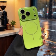 New casing leather-textured PC magnetic case suitable for iPhone 17 16 15 14 13 12promax with crysta