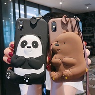 iphone 11 pro max cover 3D Cartoon We Bare Bears zipper wallet Soft phone case lanyard iphone 14promax 5 6 6s 7 8plus X XR XS MAX
