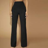 Women's 91% Cotton Black Winter Classy Elegant Office Minimalist Pants,Old Money Style High Elastici
