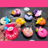 GANTUNGAN Cute Squishy Donut Keychain Sanrio Viral Kuromi Melody Pompurin Key Chain Squishy Donut Ke