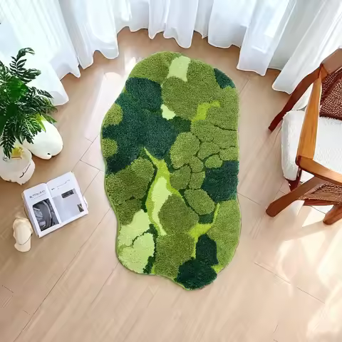 3D Bathroom Mats Imitation Wool Moss Floral Bath Rug Absorbent Non-Slip TPR Backing Sofa Coffee Tabl