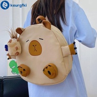 KEURGFKI Candy Color Capybara Backpack Handbag Large Capacity Cartoon Children's School Bag Cute Korean Style Kawaii Shoulder Bag Outdoor