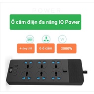 IQ Power 3000W Power Socket – 6 Multi-Purpose Outlets + 4 USB – 2m Cord – High Quality PC Fireproof 