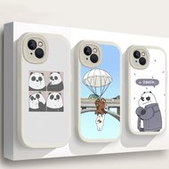 for iPhone 11 12 13 14 15 Pro Max Liquid silicone TPU soft Case C181 We Bare Bears