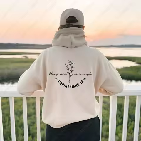 His Grace Is Enough 2 Corinthians 12:9 Bible Verse Hoodie Scripture Men Women Sweatshirt Elegant Chr