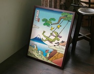 海報浮世繪藍蛙鞦韆