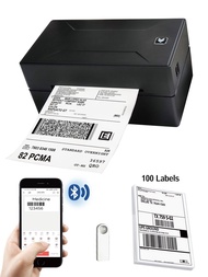 Marklife黑色D100藍牙熱敏標籤打印機，無墨彩色打印機，4X6運輸標籤打印機，與IOS、Android和Windows兼容，支持桌面打印、PDF文件、條形碼標籤，適用於家庭小型企業，附帶100x150mm紙張（100張）