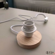 Solid Wood Simple Small Table Lamp E27Bedside Lamp Holder Genie Smart Light Bulb Base LED Light with