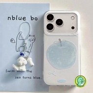 Cream Color Phone Case With Puppy Pendant For Samsung Galaxy A56 M56 F56 M06 F06 A55 A54 A50 A50S M4