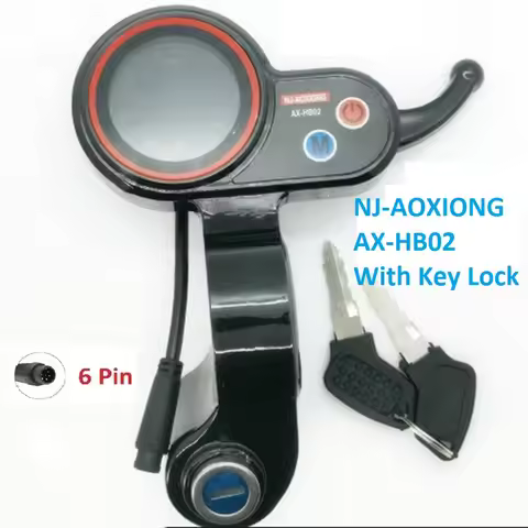 NJ-AOXIONG AX -HB02 With Key Lock Keyswitch Throttle Dashboard LCD Display 6 pin Display For Electri