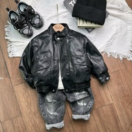 Premium fur-lined leatherJacket for babies AK630