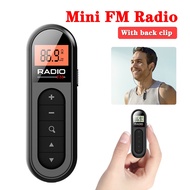FM Walkman Radio 300mAh Rechargeable Portable Transistor Radio LCD Digital Backlight Stereo Sound Belt Clip for Jogging Walking