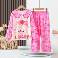 SEP05 Premium Imported Pajama Set for Girls with Long Sleeves and Milk Silk Pants