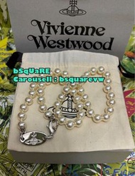 (有現貨！不用提問🙏🏻) 2021春夏 Vivienne Westwood MAN STUART Necklace 合金 水鑽牌 土星 珍珠項鏈 項鍊 頸鍊 頸鏈 (保証正貨及全新) 男裝款 專櫃已售