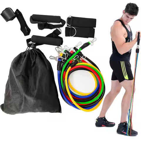 11PCs/Set 100LB Resistance Bands Set, Portable Fitness Equipment,Strength Training Bands for Home Gy
