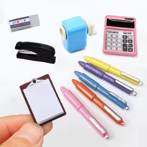 Miniature Stapler/Calculator/Ballpoint Pen/Sharpener Mini Office Supplies Model 1:12 Study Dollhouse