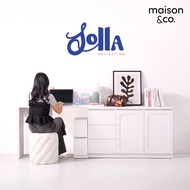 SB Design Square MAISON CO. ชุดโต๊ะอเนกประสงค์ พร้อมสตูล  รุ่น Solla สีขาว