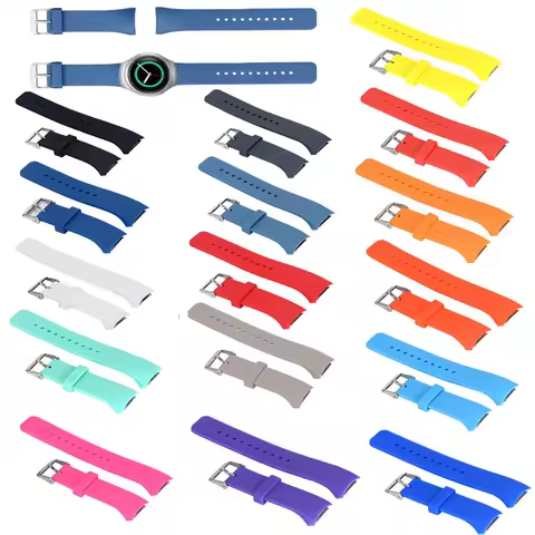 For Samsung Gear S2 SM-R720 watch strap Silicone Solid color sport watchband Strap with connector Fo