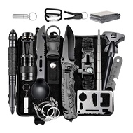 LazaraLife 15 IN 1 Camping Survival Gear Kit Multifunction Military Tactical Emergency