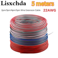 5m 2/3/4/5/6pin Electrical Wire 22 AWG LED Strip Connector Cable For 5050 RGB RGBW RGBWW WS2812 CCT 