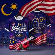 2026 Malaysia 69th Independence Day T shirt full sublimation quick dry Jersey Oversized Streetwear M
