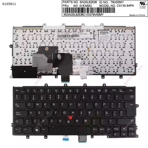 %New SP Laptop Keyboard Thinkpad X240 X 250 X 260 Black Frame with Point