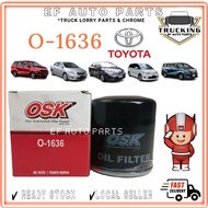 OSK Oil Filter O-1636 Toyota Corolla, Altis,Camry, Avanza, Vios, Vellfire, Yaris, Wish, Estima, RAV 