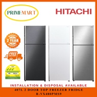 HITACHI R-VX480PMS9 407L 2 DOOR TOP FREEZER REFRIGERATOR - 2 YEARS WARRANTY