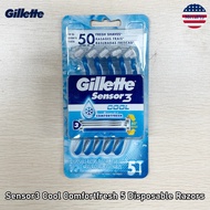 Gillette® Sensor3 Cool Comfortfresh 5 Disposable Razors ยิลเลตต์ มีดโกนสำหรับใบหน้า