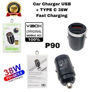 Vibox Saver P-90 38w Super Fast Charger Car Charger Adapter USB Port Charger Adapter A & USB C 38w [