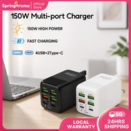 [SG] 150W Fast Charger, PD QC3.0 USB A+C Phone Charger, 6 Ports Fast Charging UK USB C Adapter