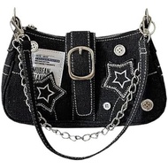 Y2k Bag Grunge Black and Pink Hand Bag Star Pattern Y2k Accessories Women Vintage Bag