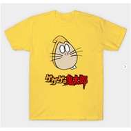 Men's 100% Cotton Round-Neck Short-Sleeve T-Shirt with 【GeGeGe no Kitaro】Cartoon Print