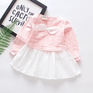 Ready stock  Kids Dress Long Sleeve Pink Color 2 In 1 Baby Girl Dress 70-75cm 75-80cm 80-90cm