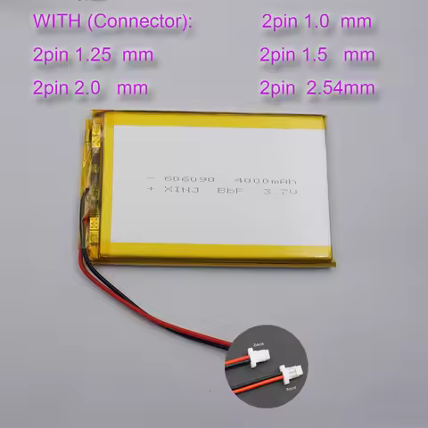 3.7V 4000mAh 14.8Wh Rechargeable Polymer Li Battery JST-XH 2Pin 1.0/1.25/1.5/2.54 Connector 606090 F