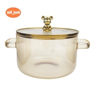 Glass Saucepan Clear Cooking Pot Soup Pot Heating Dual Handles Glass Saucepan with Cover  Gold