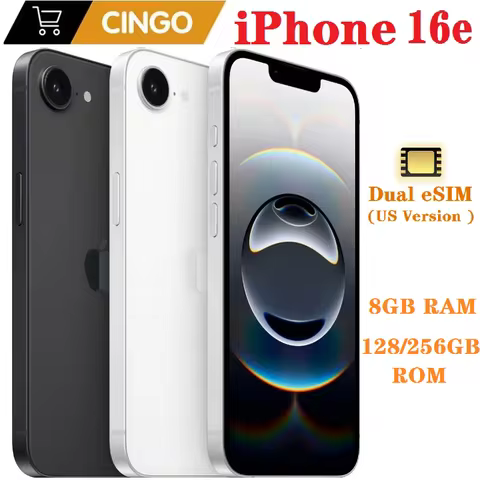 Original Used Apple iPhone 16e 128GB/256GB Dual e-SIM 6.1'' A18 Hexa-Core 5G Face ID iphone 16 e cel