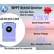 3KW / 3KVA MPPT Hybrid Inverter Solar Inverter 24V 80A Hybrid off-grid Inverter 240VAC Pure Sine Wav