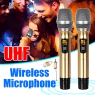 UHF Wireless Microphone Speaker System Handheld Mic Cordless 2 Mics Player With Mini Digital Receiver For Bar Show Perform New