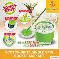 (SAME AS NTUC) (FREE GIFT) [Cheapest In Shopee!] 3M Scotch-Brite™ Single Spin Mop Bucket Set