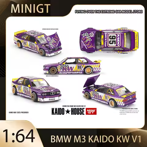 Kaido House + MINIGT 1/64 BMW M3 Kaido KW V1 KHMG194-CH Alloy Premium Diecast Vehicle Model Toys Col