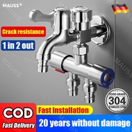 High Quality Faucet Valvet Bibcock 1 in 2 out Head 304 Stainless Steel Two Way Water Washer Tap