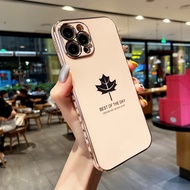 Casing Realme GT Master Edition GT Neo Neo2 Neo3 8i 9i 8 9 Pro Plus TPU 6D Maple Leaf Square Ultra-thin Plating Case