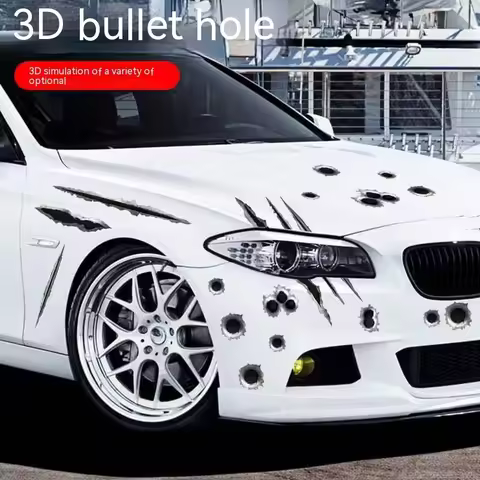 Car 3D Bullet Hole Stickers Creative Design Fashionable Automobiles Motorcycles Decoration Lifelike 