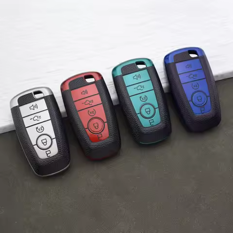 4/5 Buttons TPU Leather Car Key Protective Case for Ford Escape Explorer F150 F250 F350 F450 F550 Fu