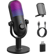 USB Microphone for PC Gaming: Condenser Microphone RGB for Gamer with Stand Mic - Recording Mic for 